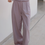 Thumbnail: Taro purple cotton ruffles trim high waisted back elasticated pants