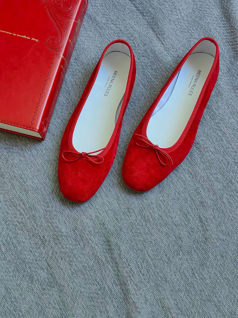 Made in Spain Italian lambskin seasonal color suede ribbon shoes 1