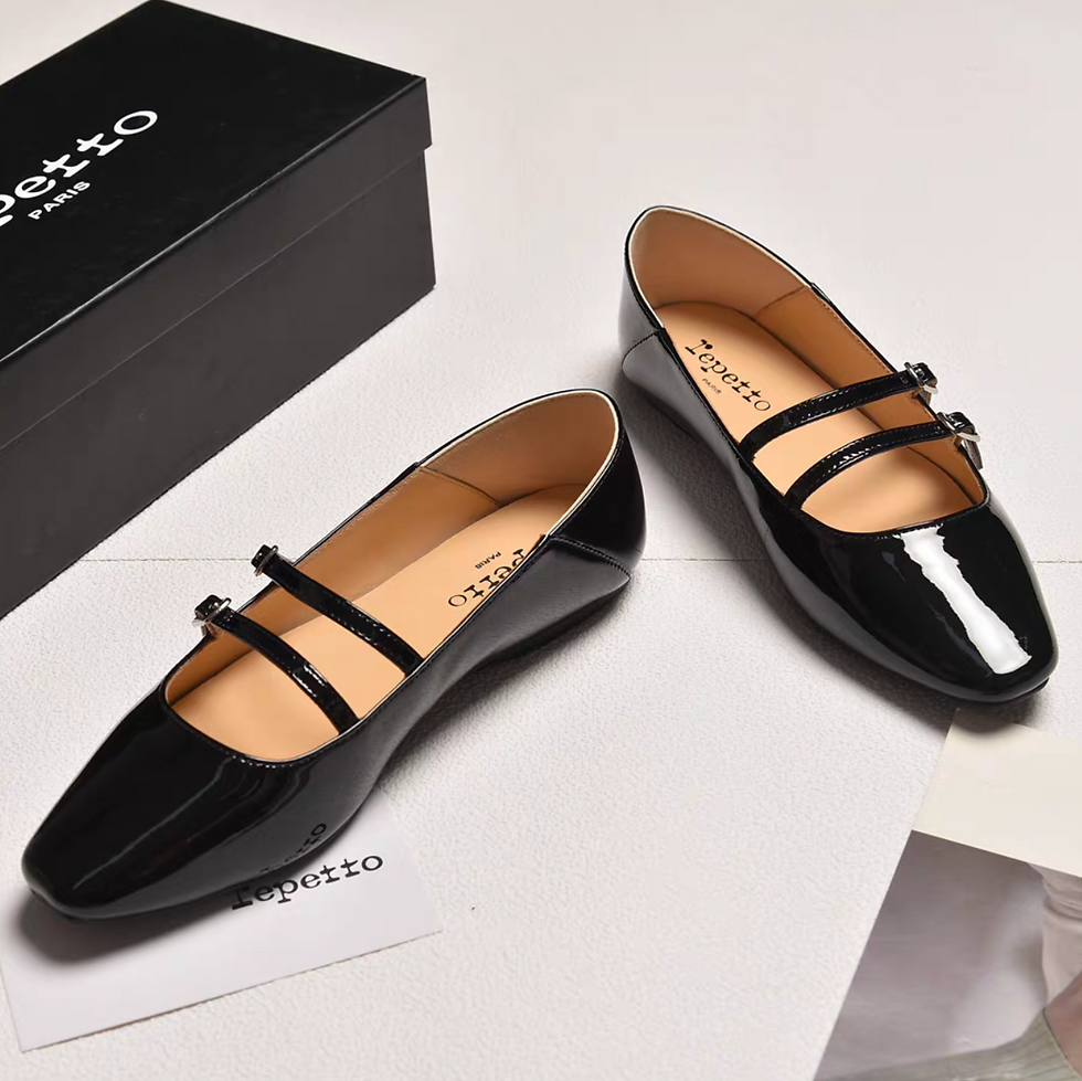 Thumbnail: Repetto Paris made in France oil waxed sheep skin double straps Mary Jan