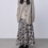 Thumbnail: Mixed color beige cotton rayon frills trim mid length jacket