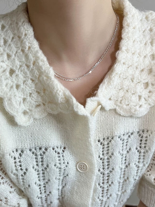 Double layers 925 silver links necklace  2