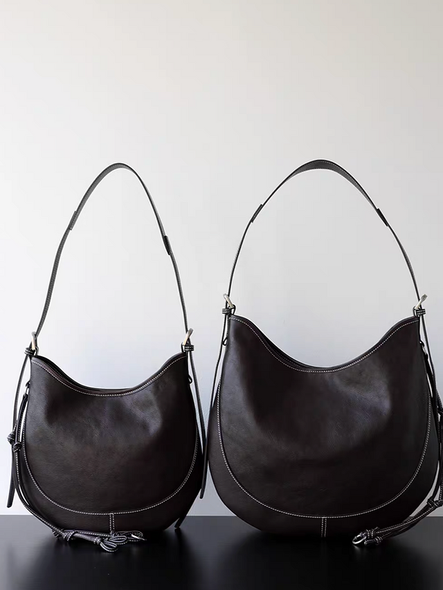 White stitched calf leather saddle handle + shoulder + crossbody bag 2