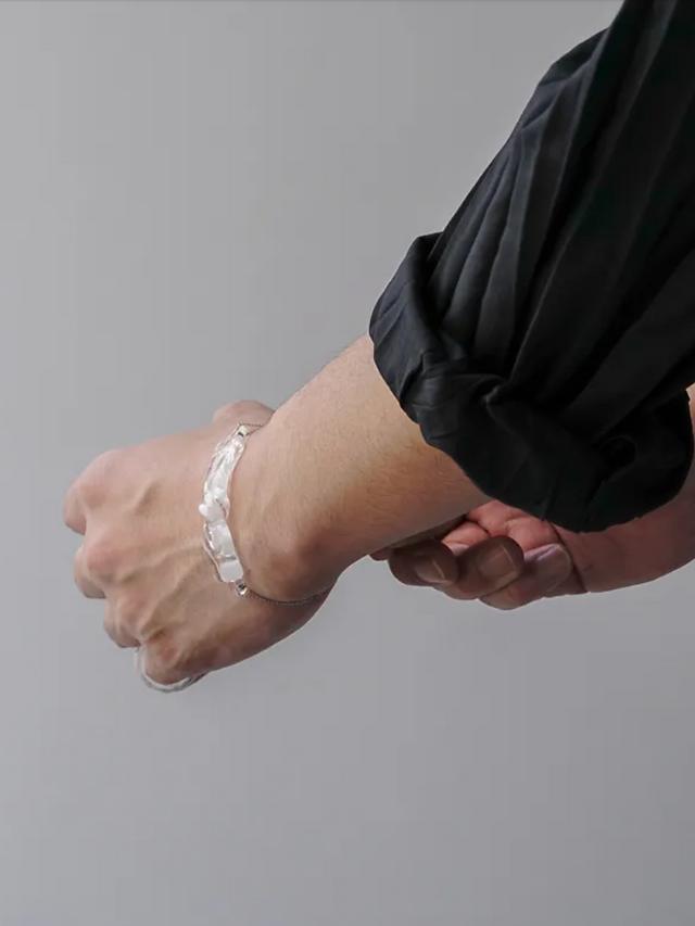 Handmade Hario Dupre Blanc milky glass bracelet 9
