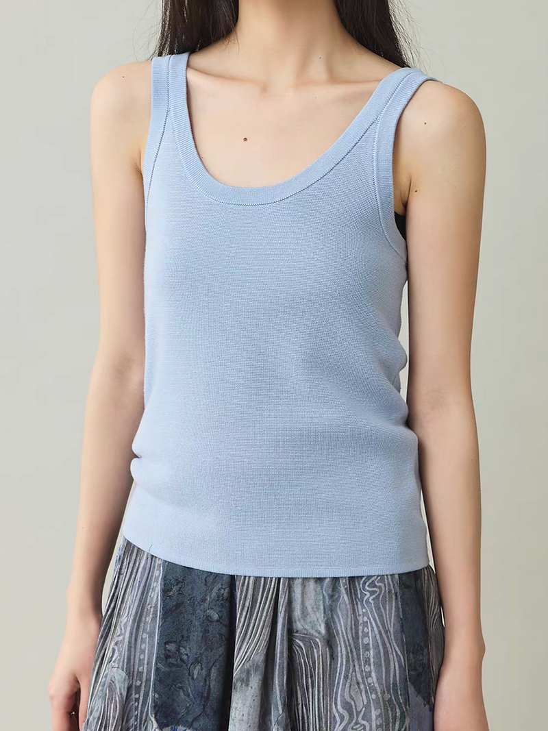 Lyocell tencel poly U neck knitted vest 4