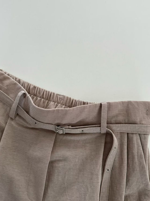  Cotton nylon back elasticated pleated straight pants  9