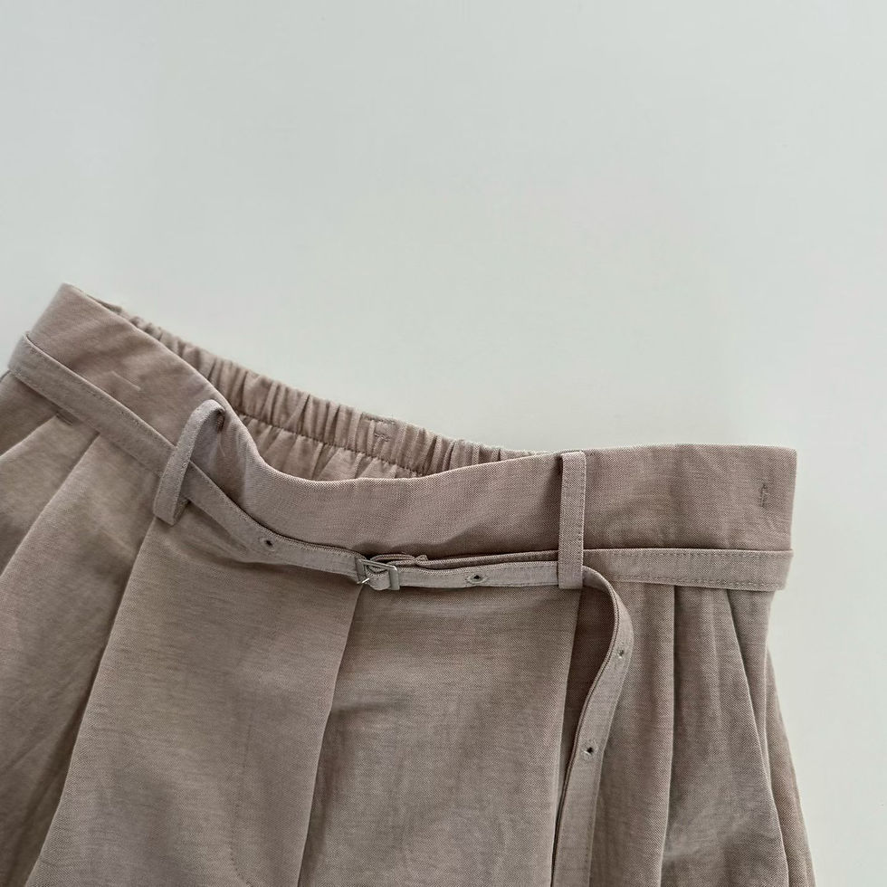 Thumbnail:  Cotton nylon back elasticated pleated straight pants 