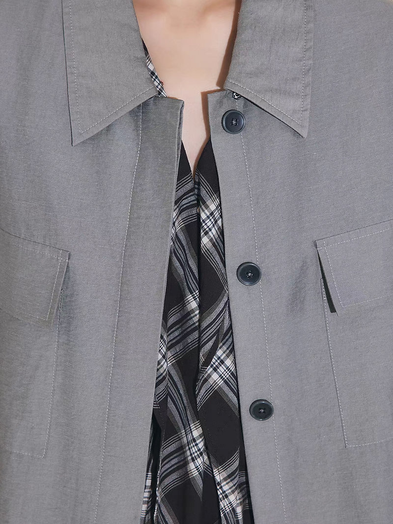 Silver grey lyocell mid length shirt / jacket 13
