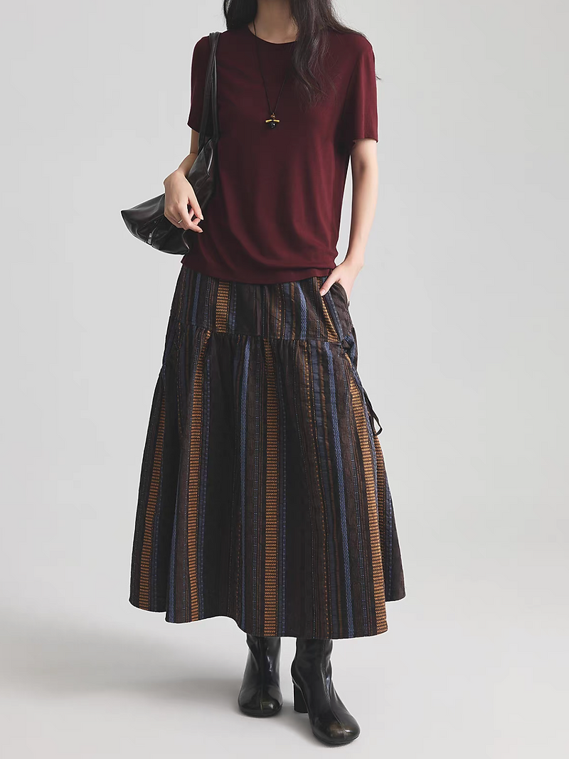 Burgundy pure cotton shortsleeved crewneck tee 7