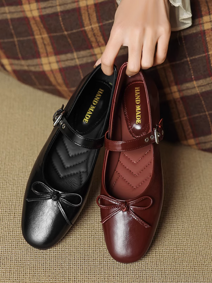 Calf leather ribbon mary janes 9