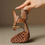 Thumbnail: T strap weaved calf leather sandals