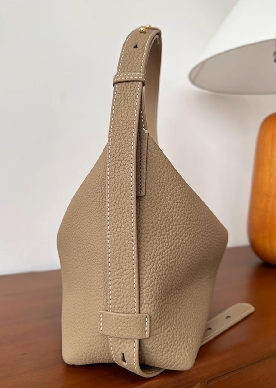 Thumbnail: Toga embossed calf leather drape shoulder bag + crossbody bag