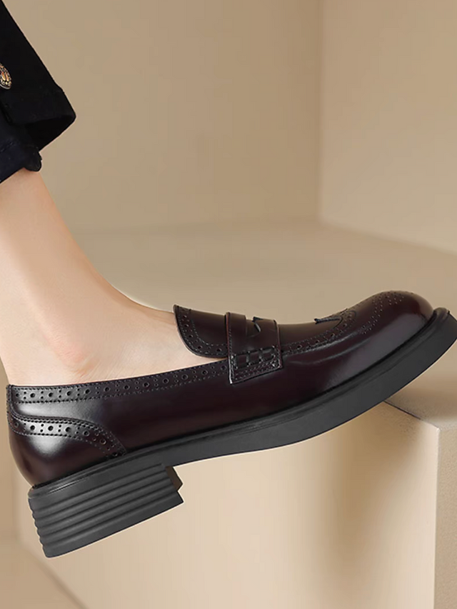 Penny saver oil waxed calf leather brogue loafers 7
