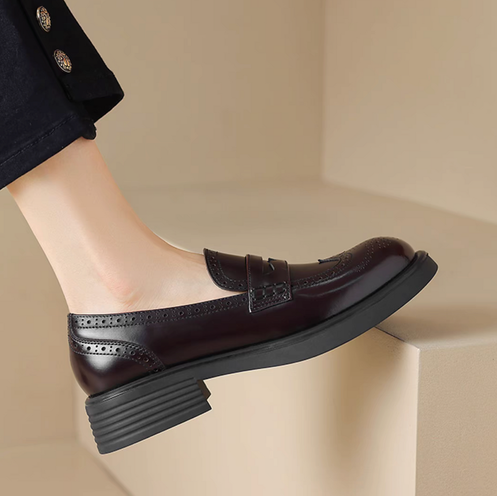 Thumbnail: Penny saver oil waxed calf leather brogue loafers