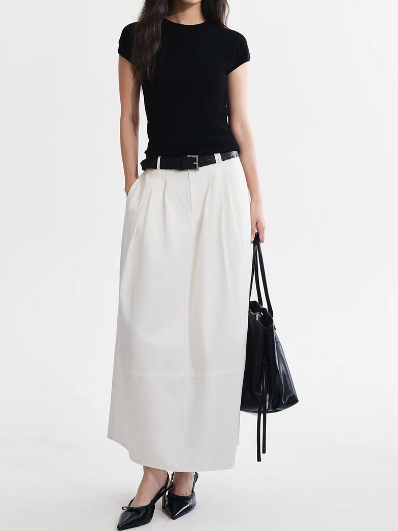 High waisted contour white cotton skirt 2