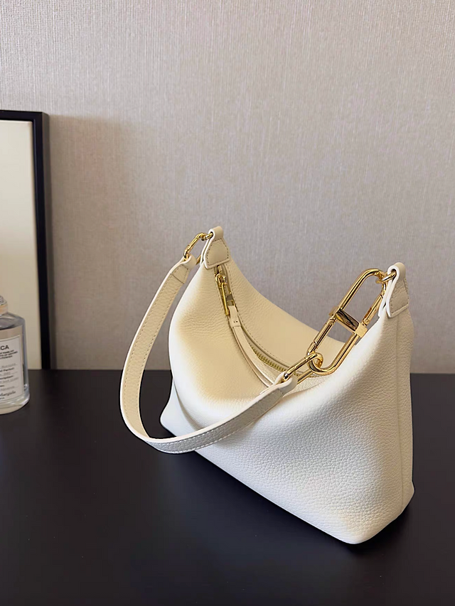 Ivory toga embossed calf leather 3 way interloop handle + crossbody drape bag 4