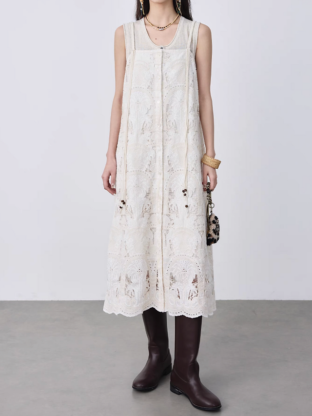 Lace crochet floral cotton rayon slipdress 8
