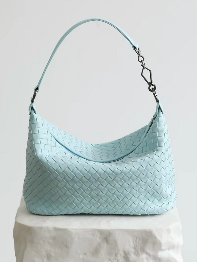 Weaved calf leather two way shoulder + crossbody bag 1