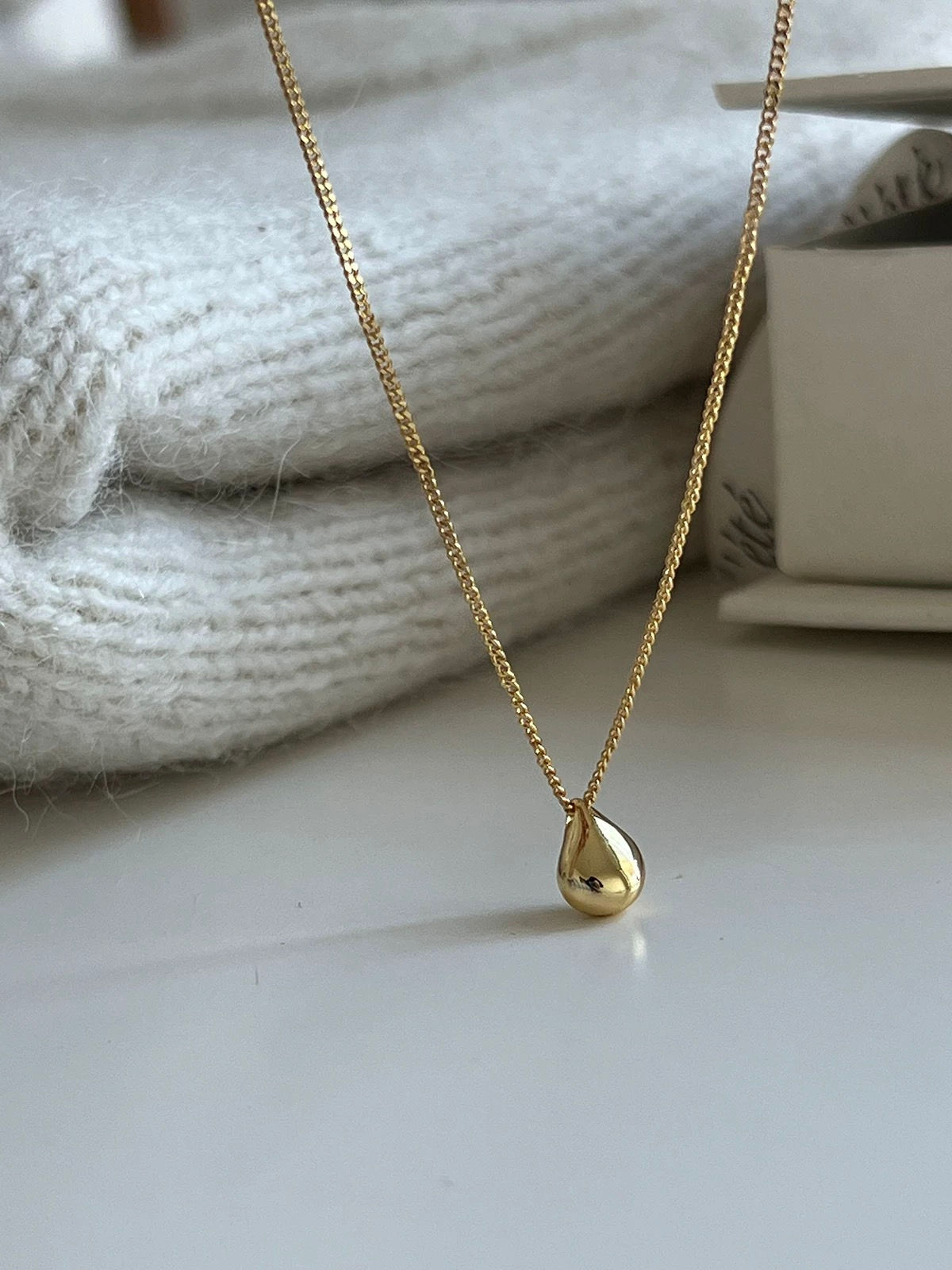 Copper coated 925 silver droplet pendant necklace 