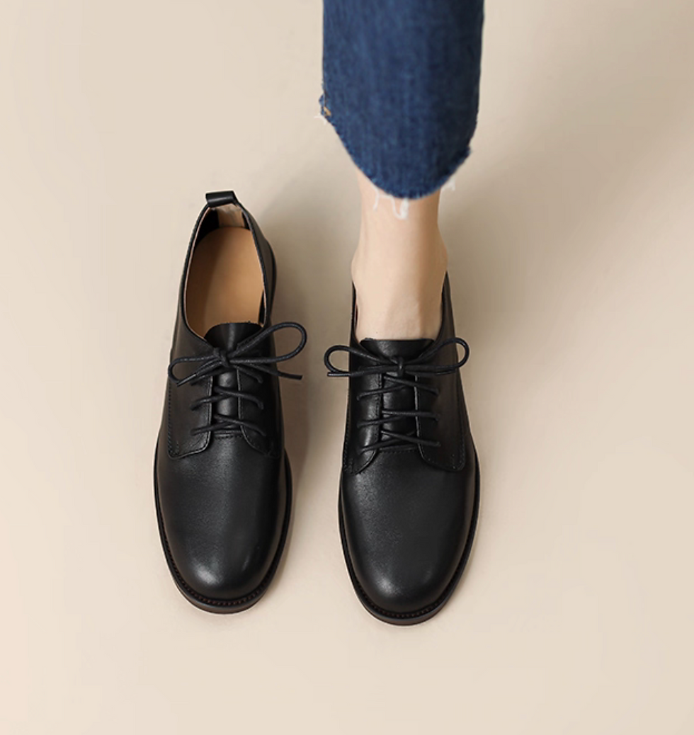 Thumbnail: Brushed off calf leather lacing shoes