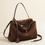 Thumbnail: Single flap golden metal twist suede calf leather handle + crossbody bag