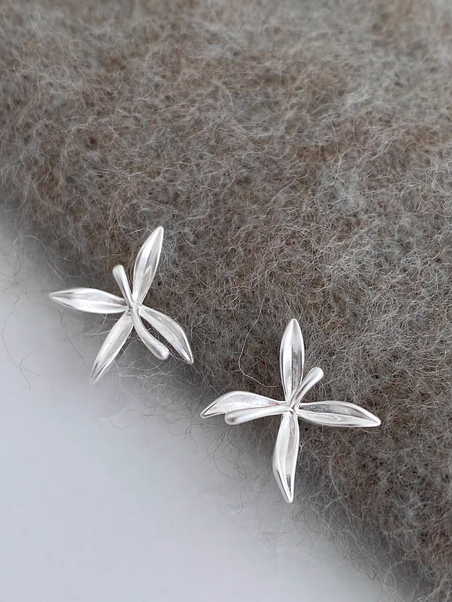 999 Silver artisanal fine silver petal earrings 2
