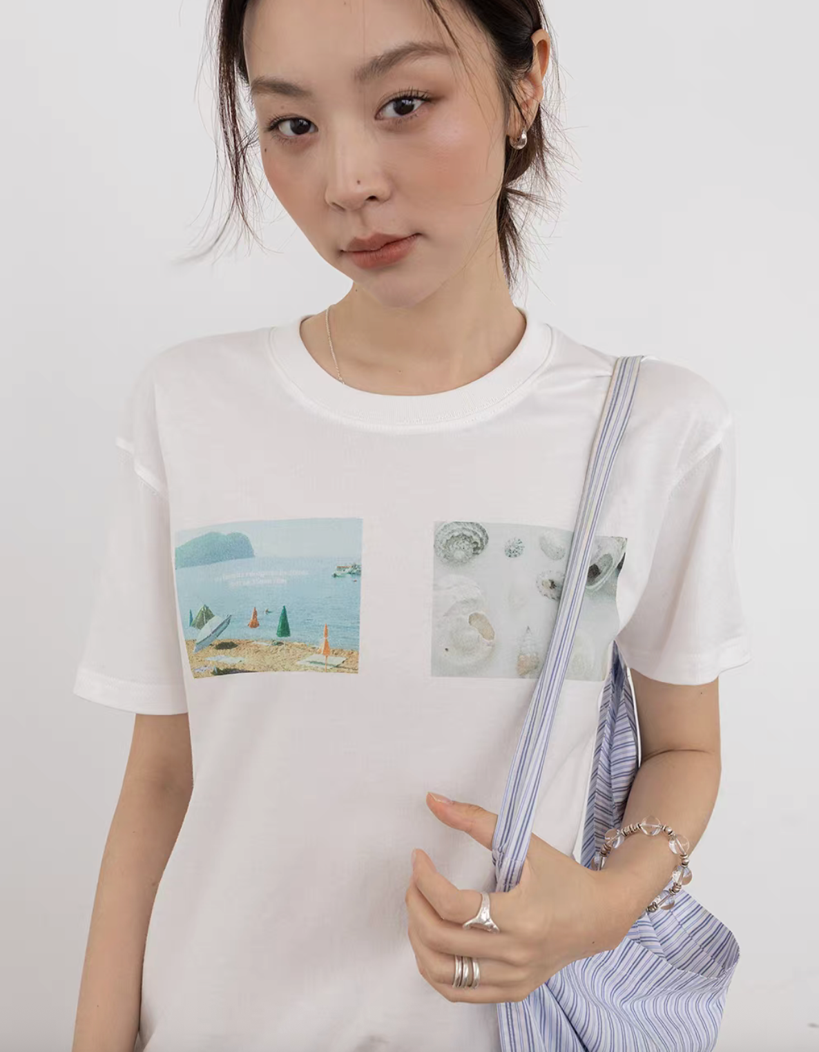 Digital print summer vibe pure cotton crewneck tee