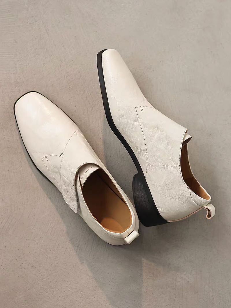 Embossed lambskin back folded straps loafers 11