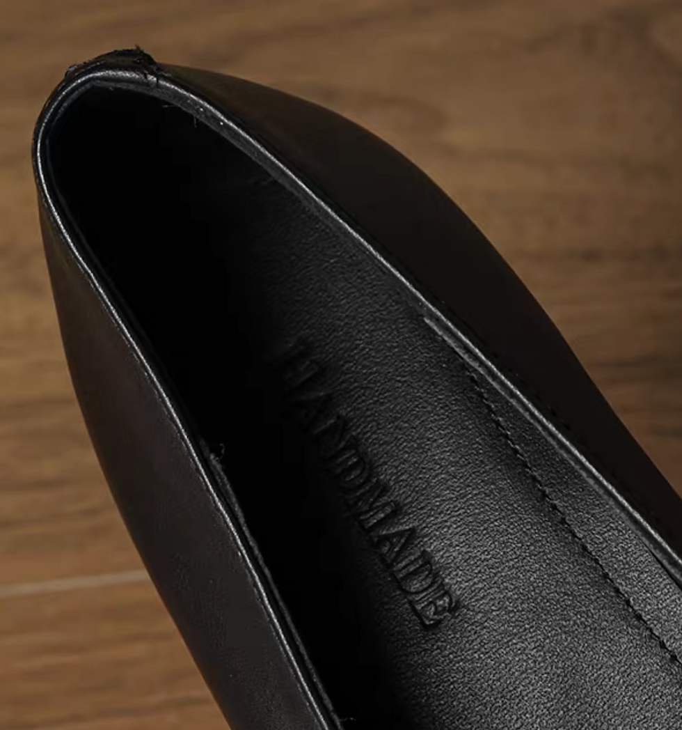 Thumbnail: Metal strut coil deco calf leather loafers