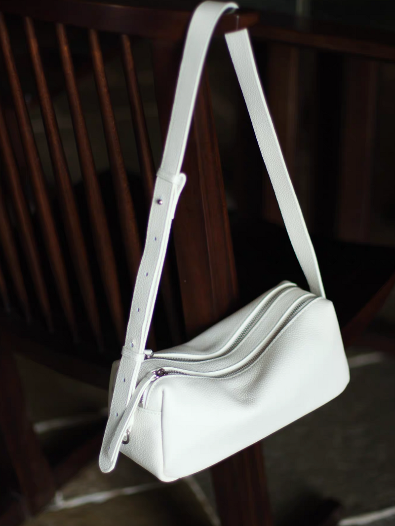 Toga embossed calf leather zipper drape baguette shoulder + crossbody bag 4