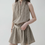 Thumbnail: Striped khaki belted halter cotton one piece / dress