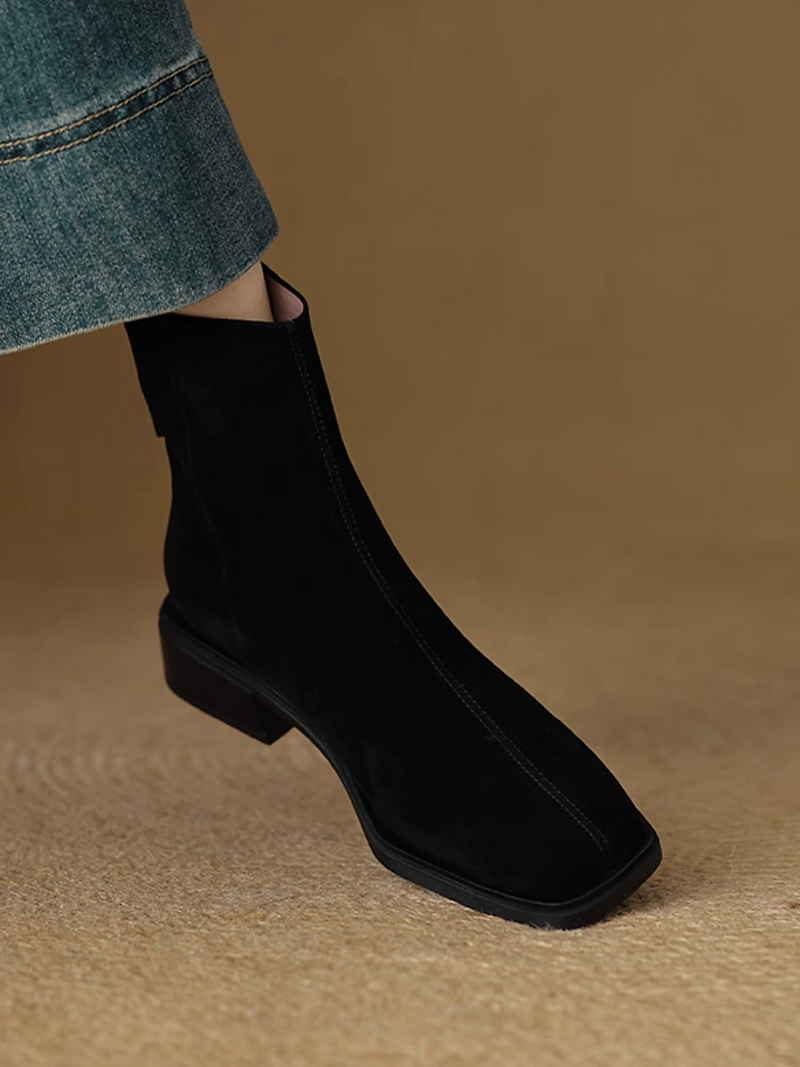 Lambskin suede back zipped ankle boots 9