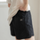 Thumbnail: Back embroidered elastic band cotton side slit shorts
