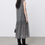 Thumbnail: Embossed dottie poly chiffon U neck sleeveless sheer grey checker dress