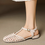 Thumbnail: T strap weaved calf leather sandals