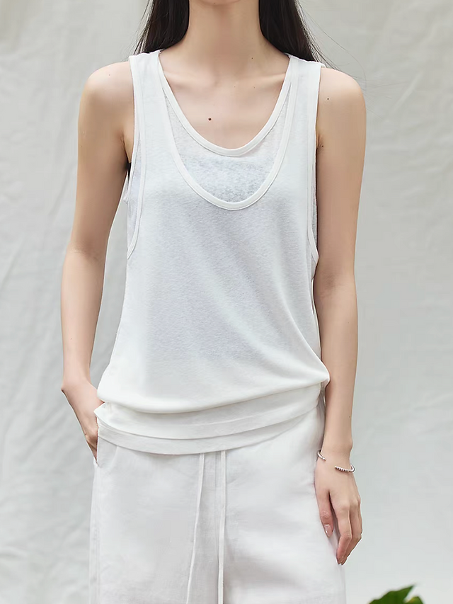Cotton linen connected two pieces like vest 2