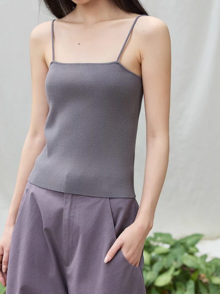 Poly rayon ribbed high stretchy camisole