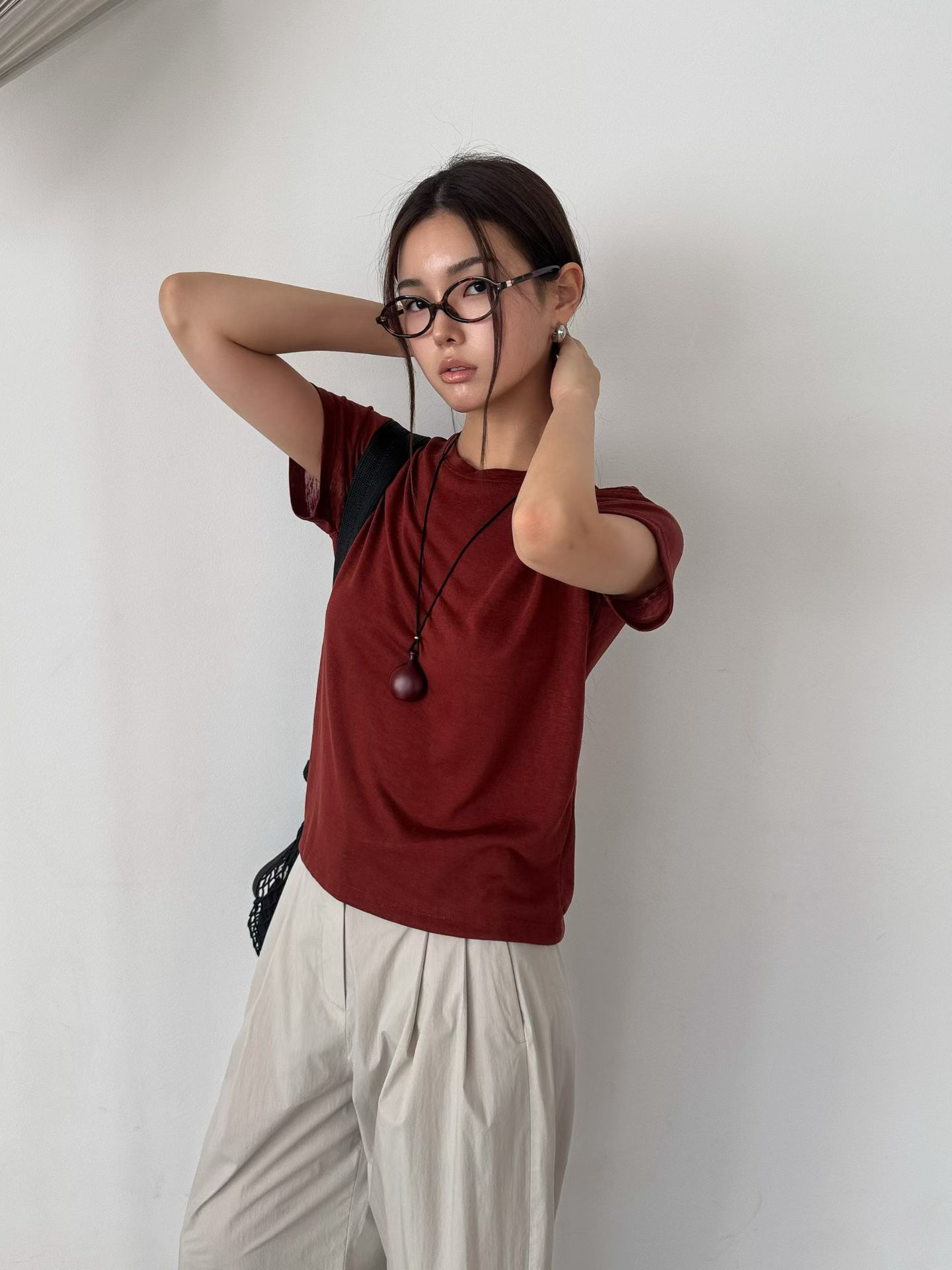 Tencel poly crewneck knitted tee