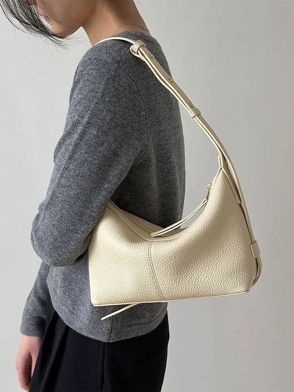 Small size toga embossed calf leather drape shoulder bag + crossbody bag