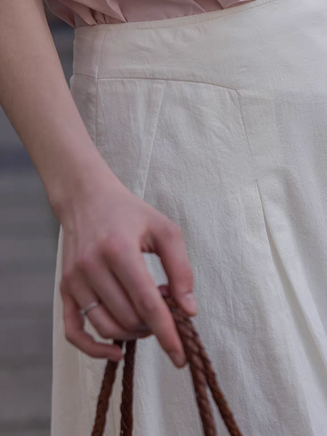 Layered high waisted cotton pleated tencel sheer skirt 8