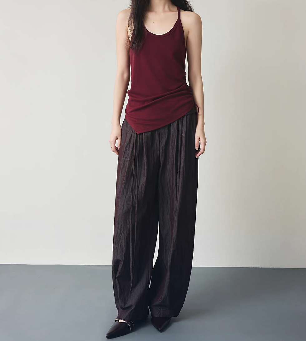 Thumbnail: Asymmetric side drawstring cotton lyocell camisole