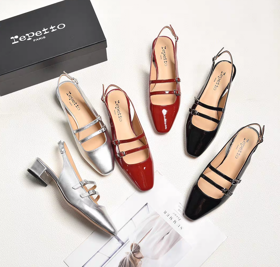 Thumbnail: Repetto Paris made in France double straps pointy sling sheep skin Mary