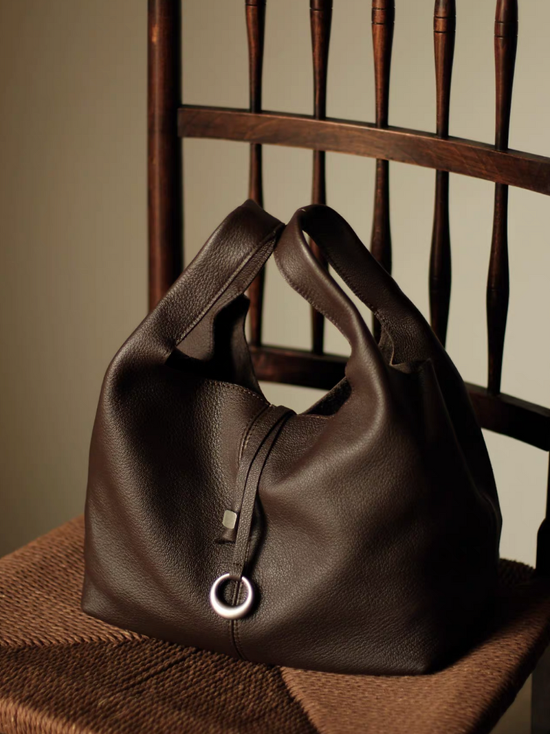 Soft sheep skin matte charms handle + crossbody bucket totebag 5