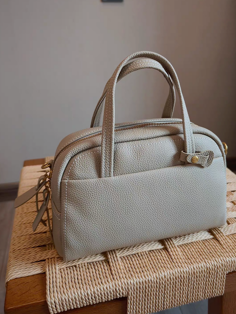 Toga embossed white stitched bowling handle + crossbody bowling bag 7