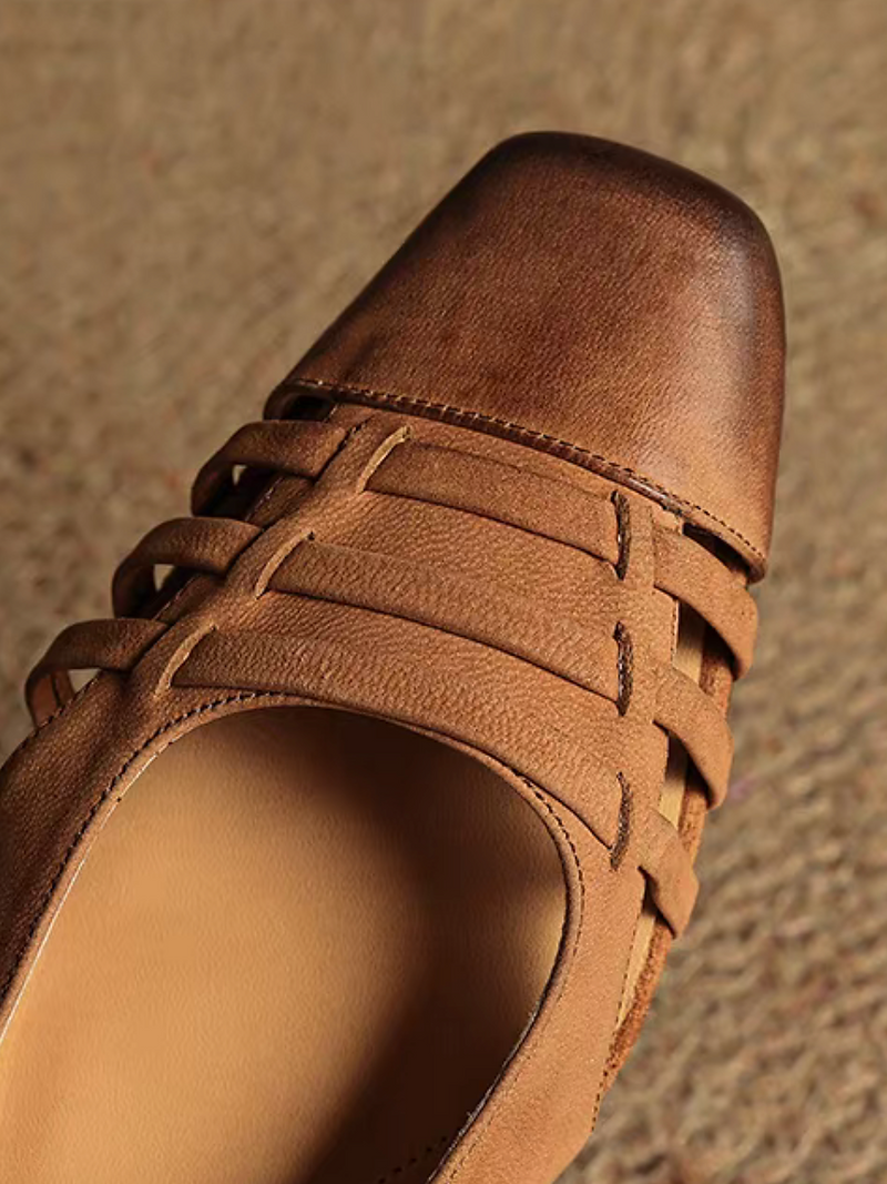 Brushed off lambskin suede weaves sling back low heel sandals 12