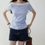 Thumbnail: Connected two pieces like modal cotton blue white tee / blouse