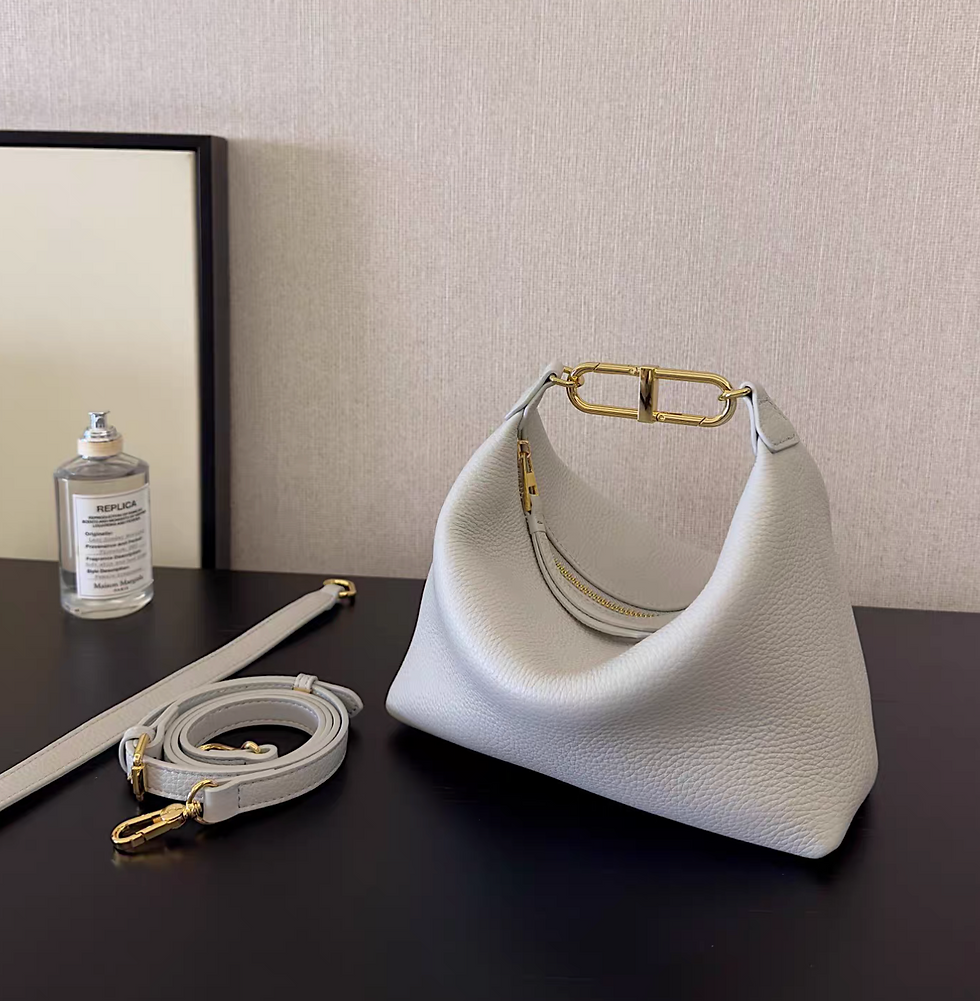 Thumbnail: Ice blue toga embossed calf leather 3 way interloop handle + crossbody drape bag