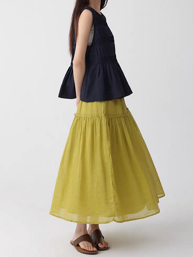 Pleated cotton poly rayon flare peplum vest 8