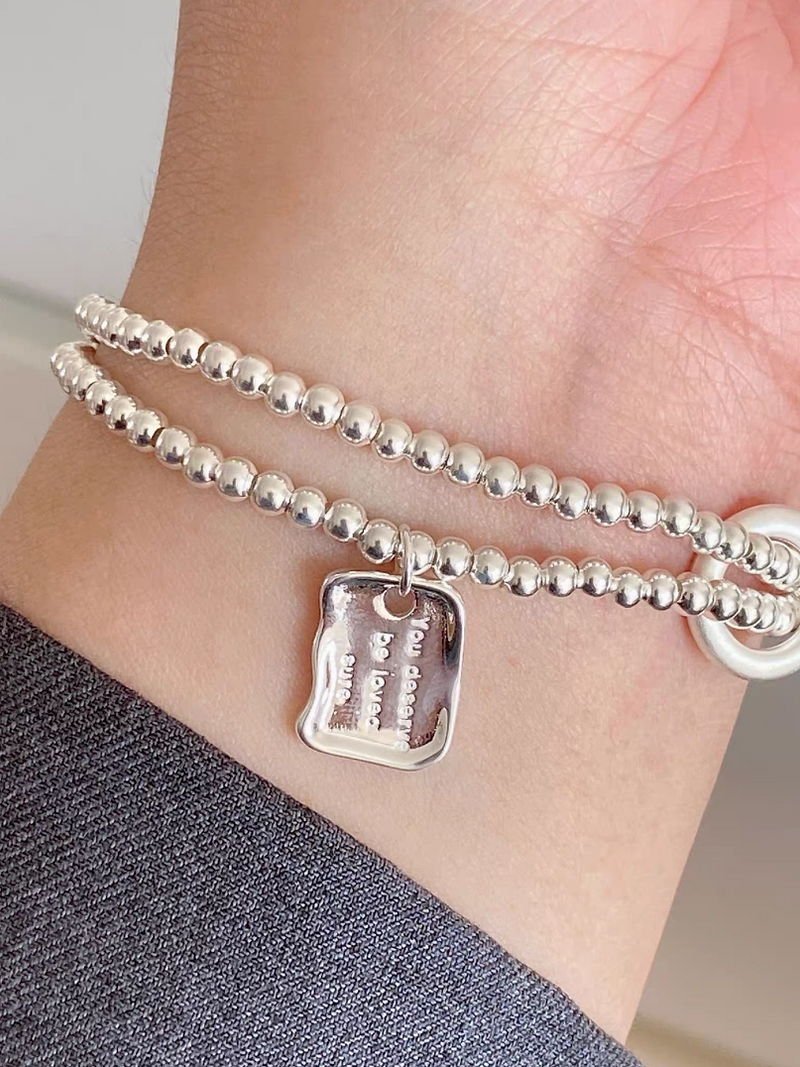 925 Silver engraved plate loop bracelet 4