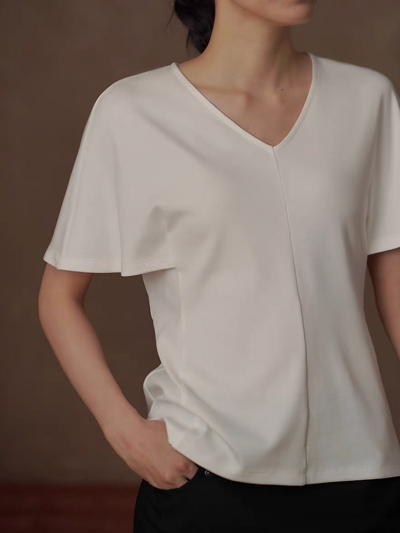 Ivory modal flare sleeves contour tee 1