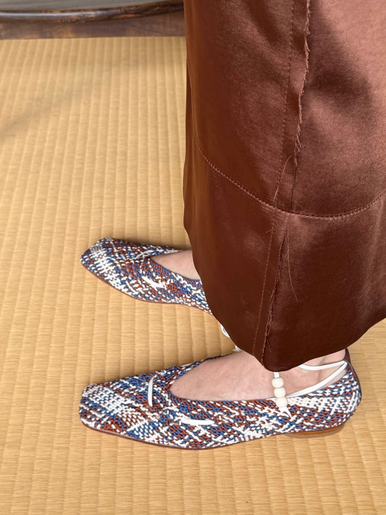 Made in Paris blue white bordeaux weaved lacing ballerinas 8